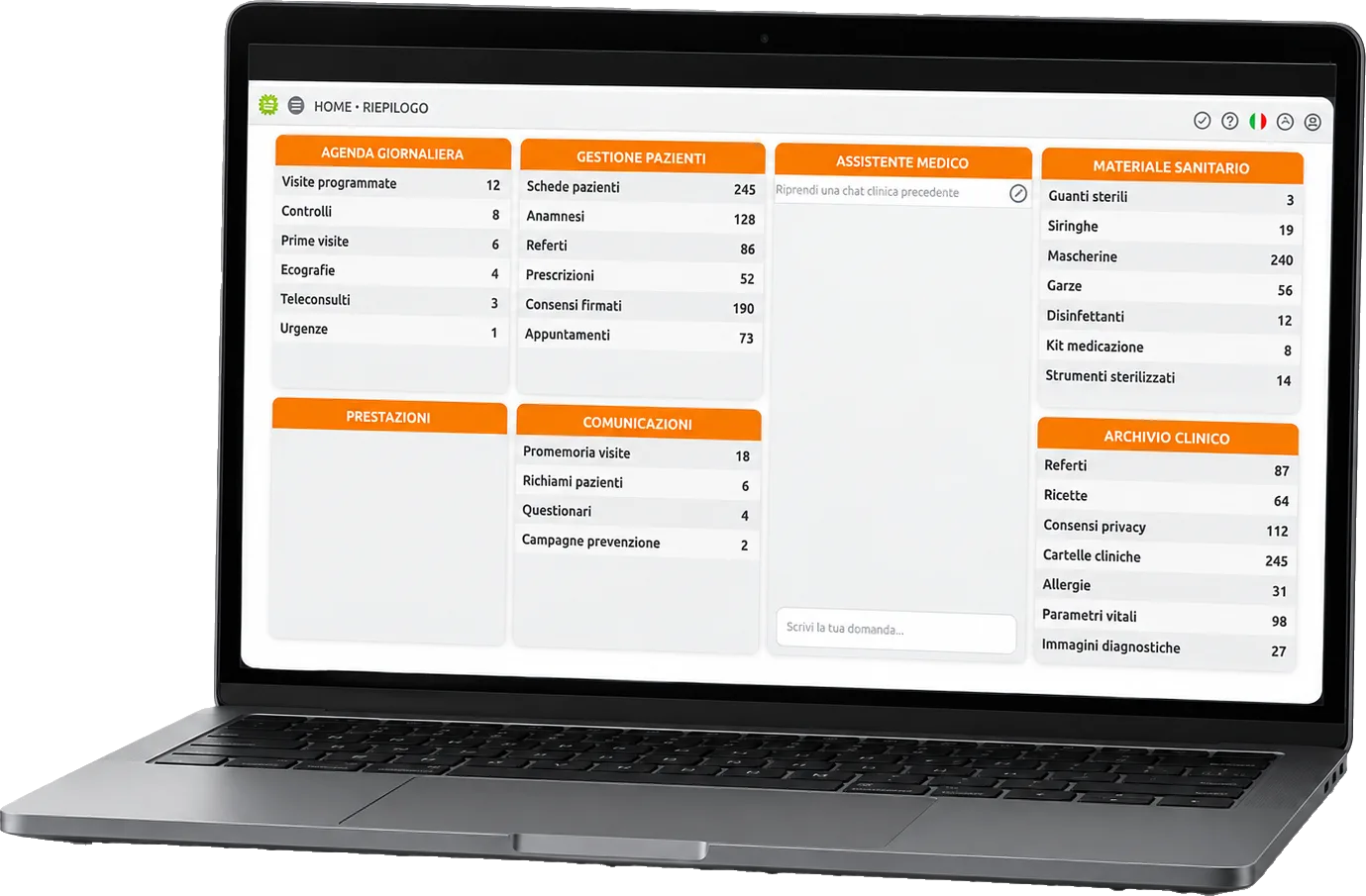 Mockup del gestionale IppoManagement su computer portatile